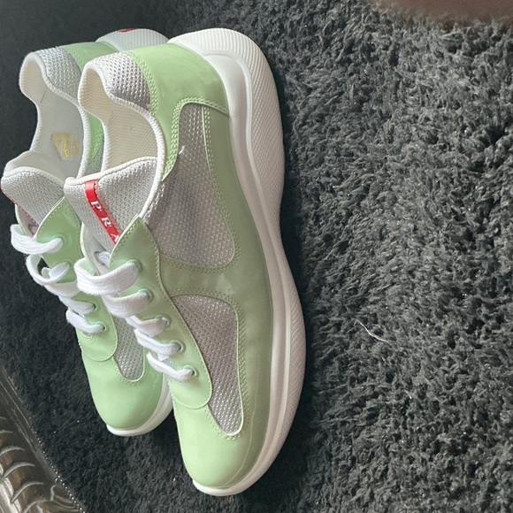 Prada Green and White Women's Sneakers - Picture 1 of 6